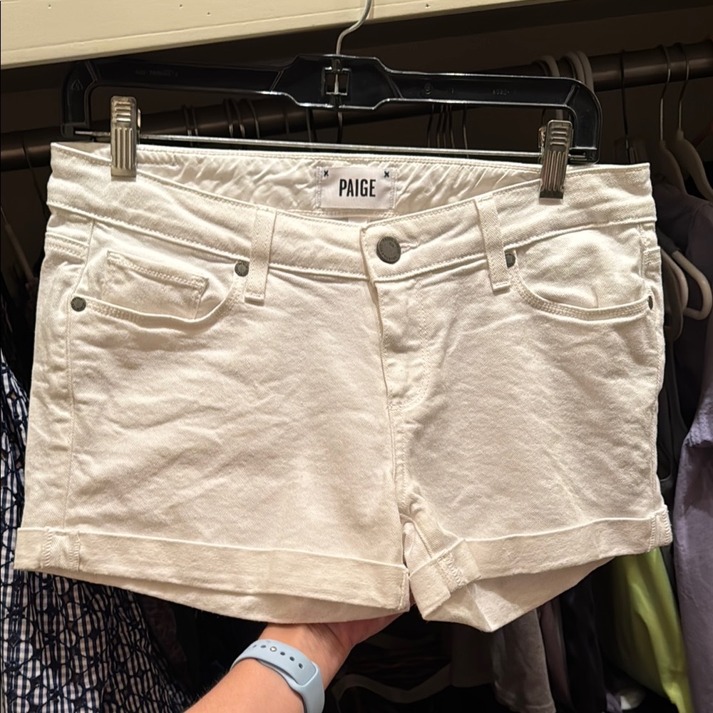 PAIGE Women's White Denim Shorts